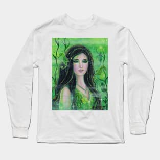 Peridot mermaid with seahorses by Renee Lavoie Long Sleeve T-Shirt